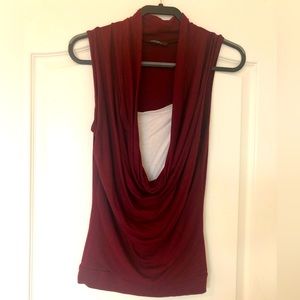 5 for $50 Red & White Draped Top